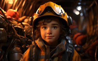3D Character Child Boy Firefighter with relevant environment 2