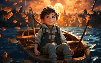 3D Character Child Boy Fisherman with relevant environment 2