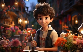 3D Character Child Boy Florist with relevant environment 1