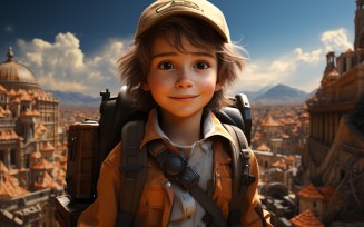 3D Character Child Boy Geologist with relevant environment 3