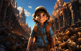 3D Character Child Boy Geologist with relevant environment 4