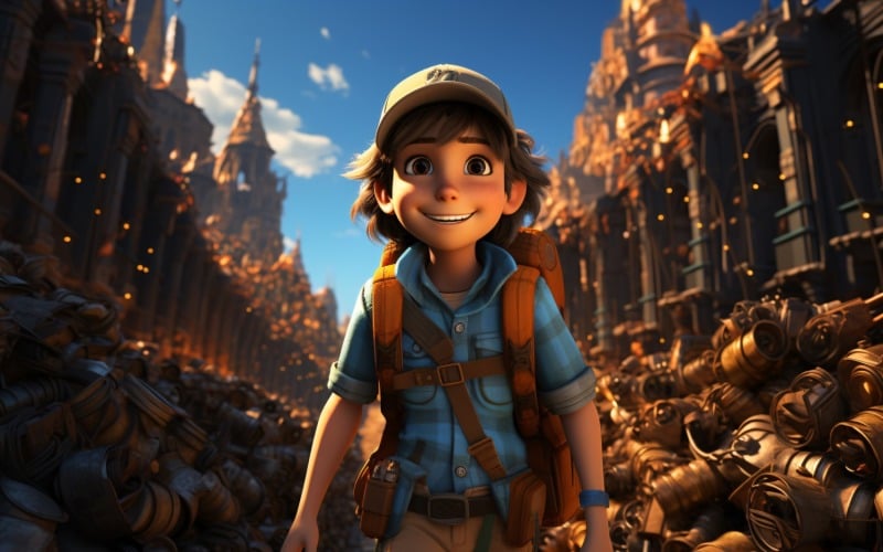3D Character Child Boy Geologist with relevant environment 4 Illustration