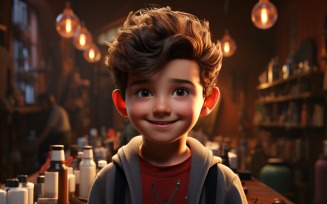 3D Character Child Boy Hairdresser with relevant environment 1