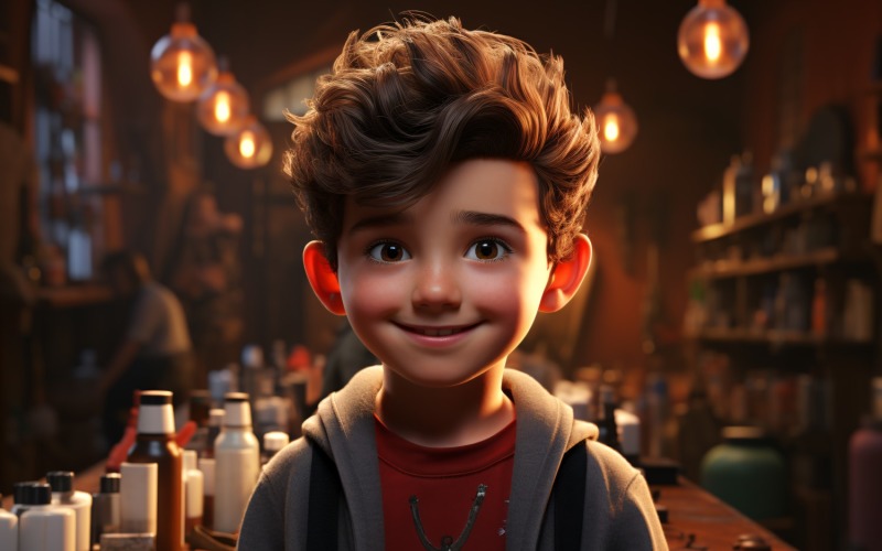 3D Character Child Boy Hairdresser with relevant environment 1 Illustration