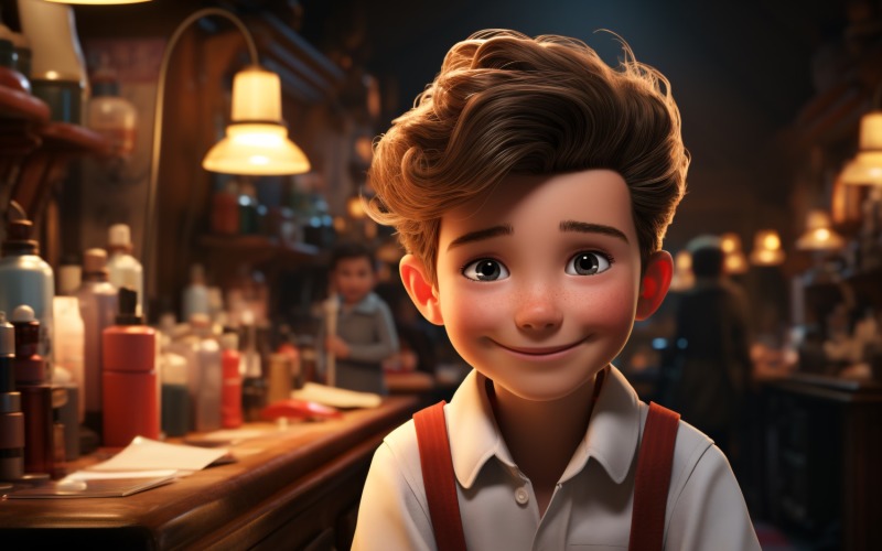 3D Character Child Boy Hairdresser with relevant environment 2 Illustration