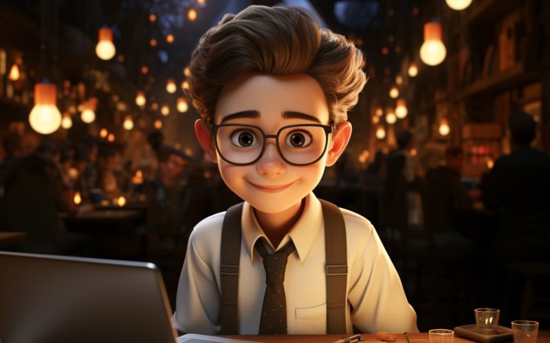 3D Character Child Boy it_support with relevant environment 2 Illustration