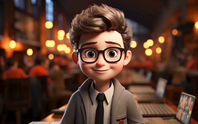 3D Character Child Boy Journalist with relevant environment 2 Illustration