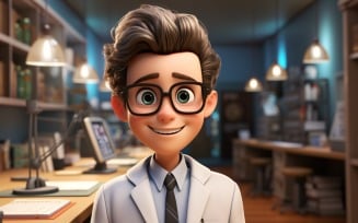 3D Character Child Boy Optometrist with relevant environment 1