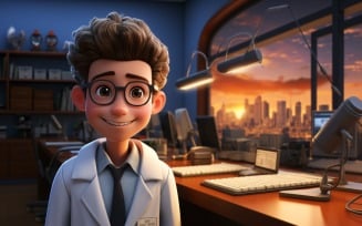3D Character Child Boy Optometrist with relevant environment 2