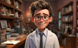 3D Character Child Boy Optometrist with relevant environment 4