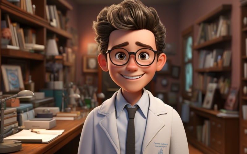 3D Character Child Boy Optometrist with relevant environment 4 Illustration
