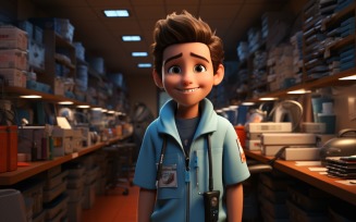 3D Character Child Boy Paramedic with relevant environment 2