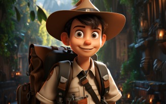 3D Character Child Boy Park_Ranger with relevant environment 1
