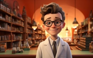3D Character Child Boy Pharmacist with relevant environment 1