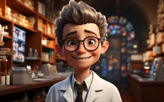 3D Character Child Boy Pharmacist with relevant environment 2