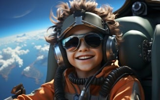 3D Pixar Character Child Boy pilot with relevant environment 1.