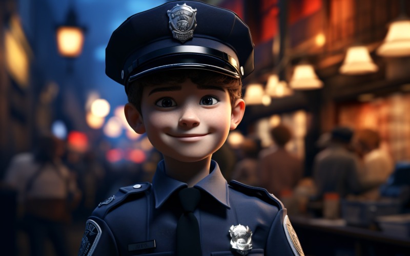 3D Character Boy Police_Officer with relevant environment 3 Illustration