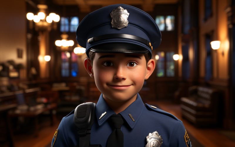 3D Character Boy Police_Officer with relevant environment 4 Illustration