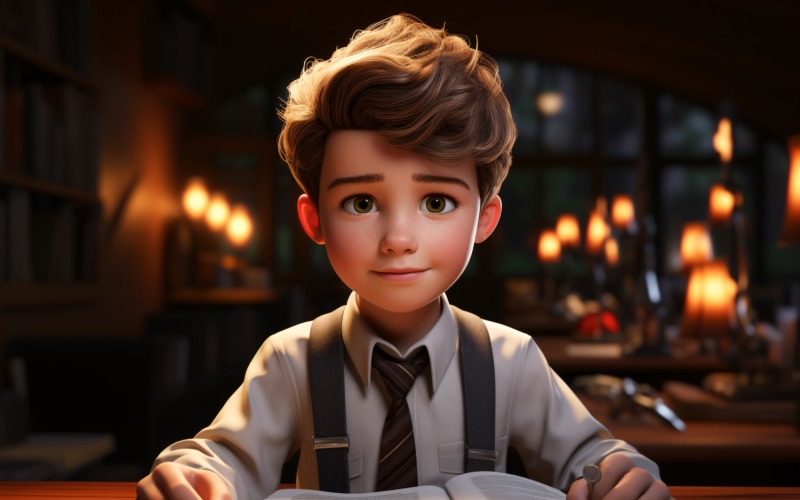 3D Character Boy psychologist with relevant environment 1 Illustration