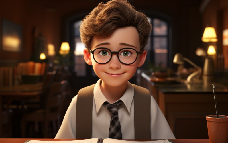 3D Character Boy psychologist with relevant environment 2 Illustration
