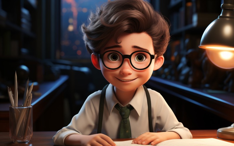 3D Character Boy psychologist with relevant environment 3 Illustration