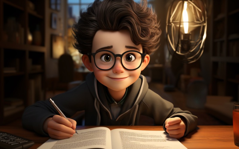 3D Character Boy psychologist with relevant environment 4 Illustration