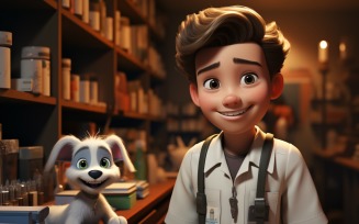 3D Character Boy Veterinarian with relevant environment 1