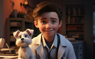 3D Character Boy Veterinarian with relevant environment 2