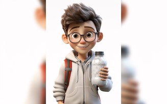3D Character Child Boy scientist with relevant environment 11