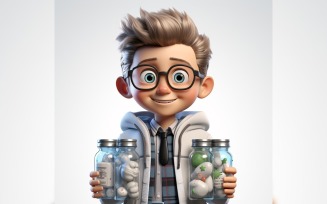 3D Character Child Boy scientist with relevant environment 12