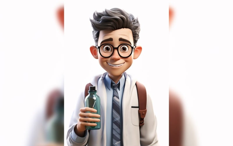 3D Character Child Boy scientist with relevant environment 15 Illustration