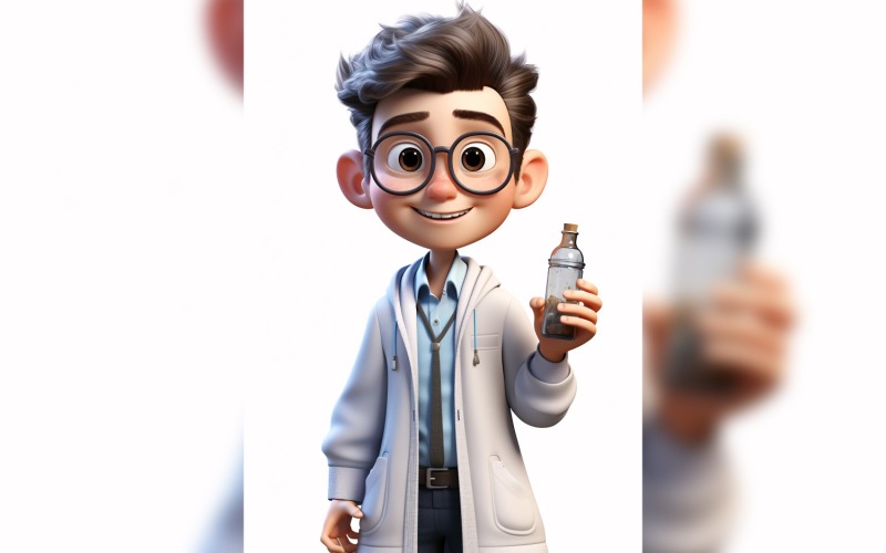 3D Character Child Boy scientist with relevant environment 16 Illustration