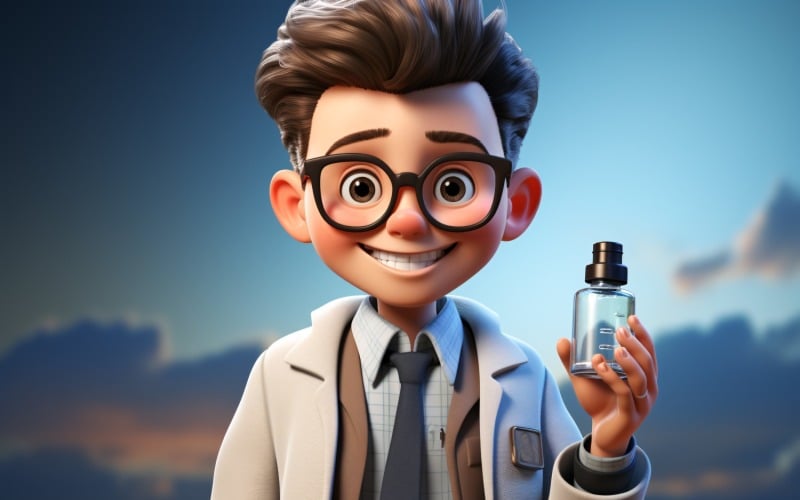3D Character Child Boy scientist with relevant environment 17 Illustration