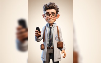 3D Character Child Boy scientist with relevant environment 19