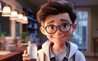 3D Character Child Boy scientist with relevant environment 20