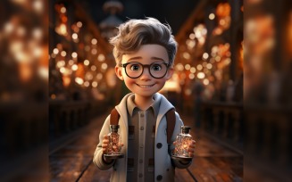 3D Character Child Boy scientist with relevant environment 21