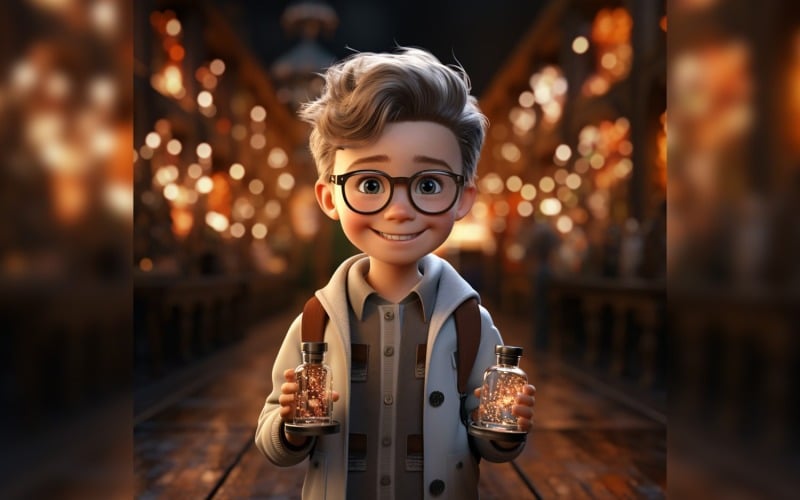 3D Character Child Boy scientist with relevant environment 21 Illustration