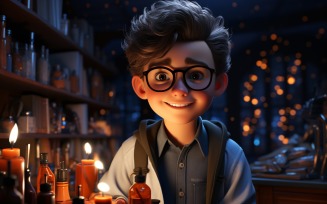 3D Character Child Boy scientist with relevant environment 22