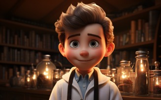 3D Character Child Boy scientist with relevant environment 23