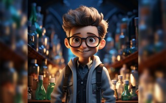 3D Character Child Boy scientist with relevant environment 28