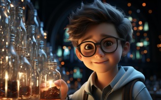 3D Character Child Boy scientist with relevant environment 32