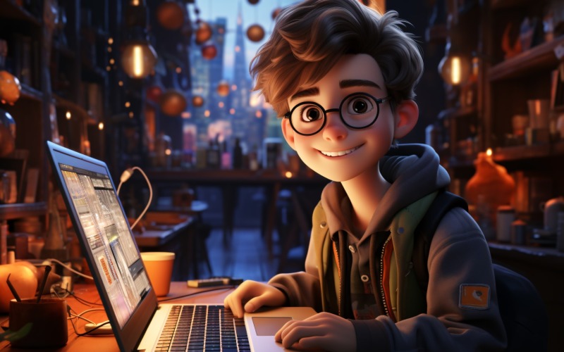 3D Character Child Boy scientist with relevant environment 33 Illustration