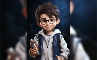 3D Character Child Boy scientist with relevant environment 8