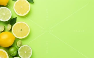 Citrus Fruits Background flat lay on Green Background 11