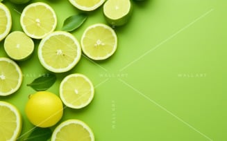 Citrus Fruits Background flat lay on Green Background 8