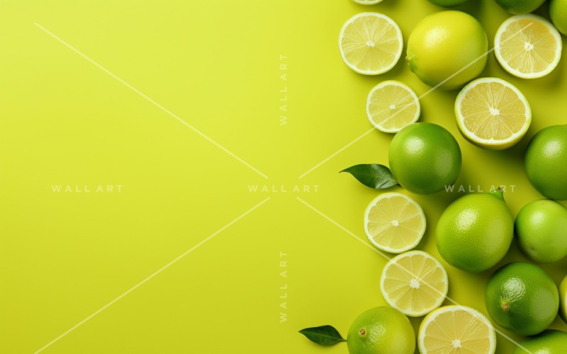 Citrus Fruits Background flat lay on Green Background 9 Illustration