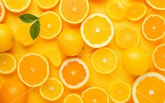 Citrus Fruits Background flat lay on yellow Background 23