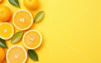 Citrus Fruits Background flat lay on yellow Background 26