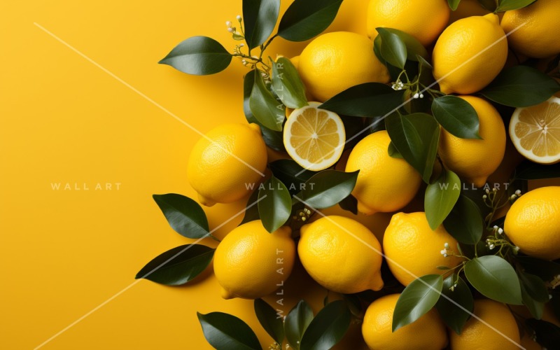 Citrus Fruits Background flat lay on yellow Background 30 Illustration