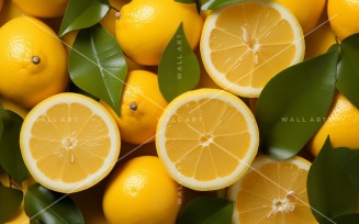 Citrus Fruits Background flat lay on yellow Background 31